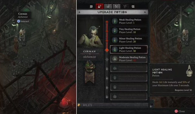 how to upgrade potions diablo 4